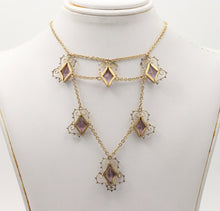 Load image into Gallery viewer, Victorian Festoon Rose De France 14K Gold Vermeil Necklace