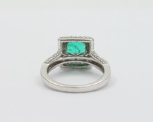 Load image into Gallery viewer, Vintage 14K White Gold Emerald Diamond Cocktail Ring