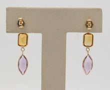Load image into Gallery viewer, Fun 14K Yellow Gold Multi Color Quartz Hanging Earrings