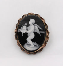 Load image into Gallery viewer, Victorian Cherub Angel Enamel 10K Rose Gold Brooch