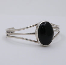 Load image into Gallery viewer, Vintage Onyx 925 Sterling Silver Bangle Cuff Bracelet
