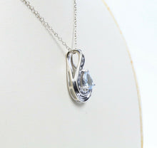 Load image into Gallery viewer, Vintage 14K White Gold Aquamarine Diamond Tear Drop Pendant