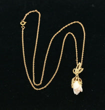 Load image into Gallery viewer, Victorian 14K Yellow Gold Angel Skin Coral Flower Carving Pendant with Chain