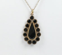 Load image into Gallery viewer, Victorian Teardrop Pendant Onyx Gold Filled