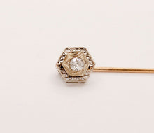 Load image into Gallery viewer, Art Deco Diamond 14K White and Yellow Gold Filagree Stick Pin