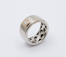 Load image into Gallery viewer, Funky 18K Gold Step Cut Baguette Diamond Wide Cigar Band, Stacking Ring.