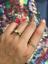 Load image into Gallery viewer, Vintage 18K Yellow Gold Diamond and Sapphire Bypass Ring