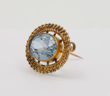 Load image into Gallery viewer, Antique Victorian Etruscan Revival Blue Spinel Brooch Pin