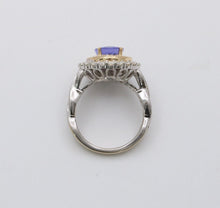 Load image into Gallery viewer, Vintage Tanzanite And Diamond Halo 14K White Gold Ring