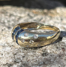 Load image into Gallery viewer, Vintage 14K Yellow Gold Sapphire Diamond Dome Ring. Ring band
