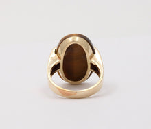 Load image into Gallery viewer, Vintage Tiger Eye 14K Yellow Gold Diamond Ring, Statement Ring