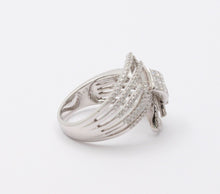 Load image into Gallery viewer, Mid Century 18K White Gold Diamond Bypass Ring, Engagement Ring
