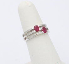 Load image into Gallery viewer, Vintage 14K White Gold Ruby & Diamond Ring Band, Stacking Ring.
