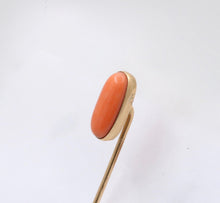 Load image into Gallery viewer, Antique 14K Yellow Gold Coral Stick Pin, Lapel Pin