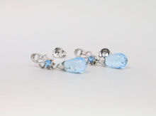 Load image into Gallery viewer, 14K White Gold Briolette Blue Topaz Earrings