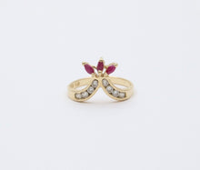 Load image into Gallery viewer, Vintage Rubies & Cubic Zirconia 14K Yellow Gold Ring