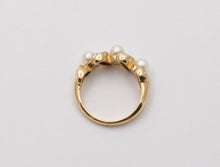 Load image into Gallery viewer, Vintage 14K Yellow White Gold Pearls Diamonds Ring