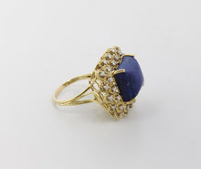 Load image into Gallery viewer, Vintage 18K Yellow Gold Lapis and Diamond Cocktail Ring