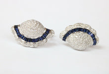 Load image into Gallery viewer, Elegant Scallop Shell Diamonds Sapphire 18K White Gold Vintage Earrings