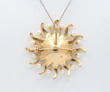 Load image into Gallery viewer, Antique Sunburst Diamonds Seed Pearls Brooch Pendant