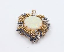 Load image into Gallery viewer, Vintage 14K Yellow Gold Giant Opal Diamond Sapphire Grape Pendent