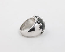 Load image into Gallery viewer, Vintage 18K White Gold Green Tourmaline & Diamonds Dome Ring