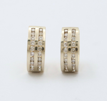 Load image into Gallery viewer, Classic Petite 14K White & Yellow Gold Diamonds Huggies Earrings