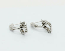 Load image into Gallery viewer, Vintage 10K White Gold Diamond Heart Drop Earrings