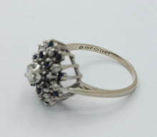 Load image into Gallery viewer, Vintage 14K White Gold Starburst Sapphire Diamond Ring