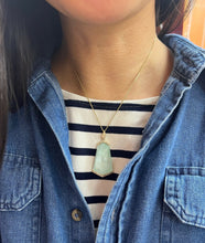 Load image into Gallery viewer, Minimalist 14K Yellow Gold Diamond Rock Crystal Fan Shape Crystal Haze Pendant Necklace