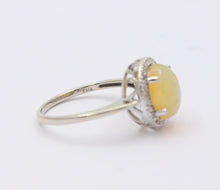 Load image into Gallery viewer, Classic 14K White Gold Ethiopian Opal, Diamond Halo Ring, Fine Jewelry, October Birthstone