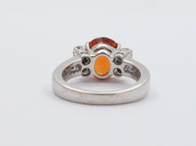 Load image into Gallery viewer, Vintage 18K White Gold Spessartine Garnet Diamond Alternative Engagement Ring
