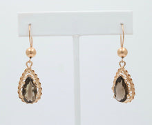 Load image into Gallery viewer, Victorian Revival Smoky Topaz 14K Yellow Gold Dangle Earrings