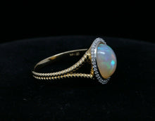 Load image into Gallery viewer, Vintage 14K Yellow Gold Opal and Diamond Halo Ring