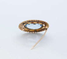 Load image into Gallery viewer, Victorian Edwardian Oval Aquamarine 14K Yellow Gold Brooch Pin