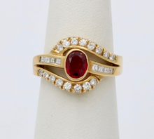 Load image into Gallery viewer, Vintage 18K Yellow Gold Ruby & Diamond Ring, Engagement Ring