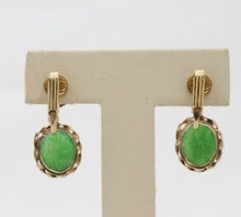 Load image into Gallery viewer, Vintage 14K Yellow Gold Aventurine Drop Earrings