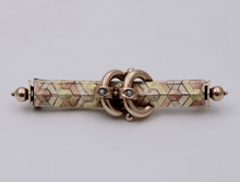 Load image into Gallery viewer, Antique Victorian Tri- Color 10K Gold Pearl Bar Pin, Antique Brooch