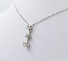 Load image into Gallery viewer, Vintage 14K White Gold Three Diamond Pendant, Necklace