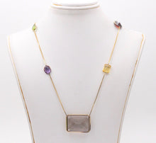 Load image into Gallery viewer, Vintage 14K Yellow Gold Smoky Quartz, Amethyst, Citrine,and Peridot Station Neck