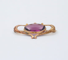 Load image into Gallery viewer, Antique Victorian 10K Gold Rhodolite Garnet Brooch
