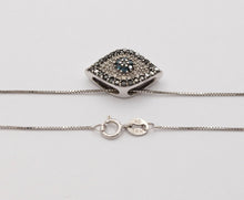 Load image into Gallery viewer, Beautiful Evil Eye Apotropaic Diamonds Sapphires 14K White Gold Pendant & Chain