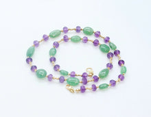 Load image into Gallery viewer, Vintage Italian Fluorite and Amethyst 18K Yellow Gold Necklace