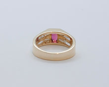 Load image into Gallery viewer, Geometric Vintage Ruby Diamonds 14K Yellow Gold Ring