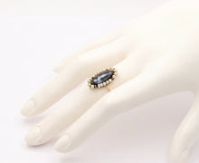 Load image into Gallery viewer, Victorian Navette Cameo Agate Natural Pearls 14K Yellow Gold Ring