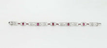 Load image into Gallery viewer, Vintage Ladies Diamonds Rubies 14K White Gold Bracelet