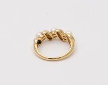 Load image into Gallery viewer, Vintage 14K Yellow White Gold Pearls Diamonds Ring