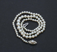 Load image into Gallery viewer, Art Deco Akoya Cultured Pearls Diamonds 14K White Gold Necklace