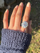 Load image into Gallery viewer, Vintage 18K White Gold Aquamarine and Diamond Ring