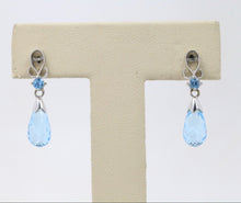 Load image into Gallery viewer, 14K White Gold Briolette Blue Topaz Earrings